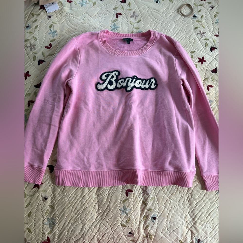 Talbots Pink 'Bonjour' Crewneck Sweatshirt